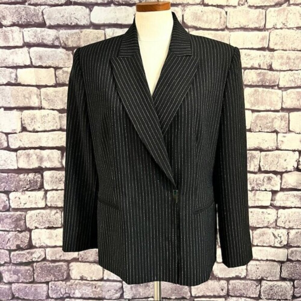 Morgan Miller Vintage Black & White Pinstripe Fully lined Jacket Size 14